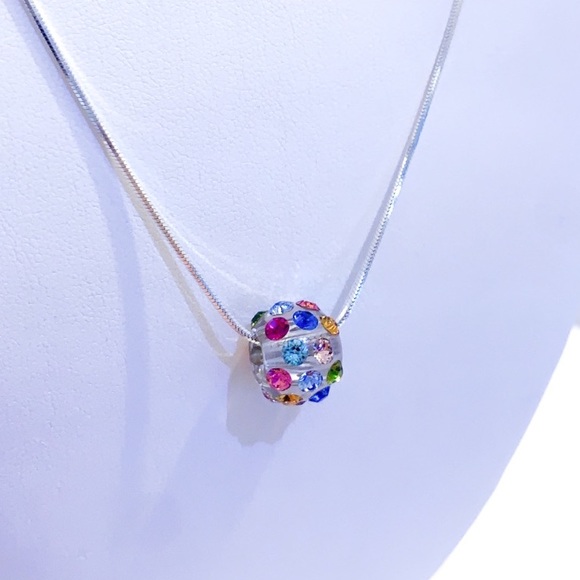 Multicoloured Acrylic Crystal Necklace Embellished with Crystal Stone Elements - Picture 5 of 9